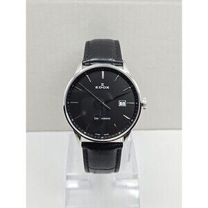 Edox Les Vauberts 70172 Swiss Quartz Dress Watch Sapphire 39mm Date New Battery